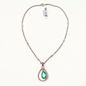 Judith Ripka Sterling Silver with Dyed Sapphire Pendant Necklace    (JR 7)